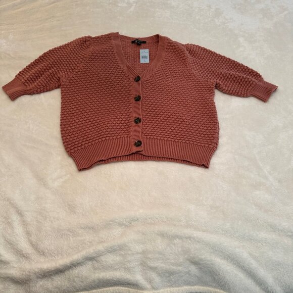 Ann Taylor Petite Dark Dusty Rose Bubble Knit Short Sleeve Sweater Size SP NWT - Picture 1 of 13
